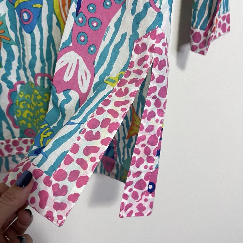 Gretchen Scott Designs Women’s Small Tropical Fish Print Cotton Tunic Top - Picture 7 of 10